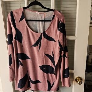 ❤️ Millers Elegant Pink and Black Leaf Print Women's Top. Sz 12